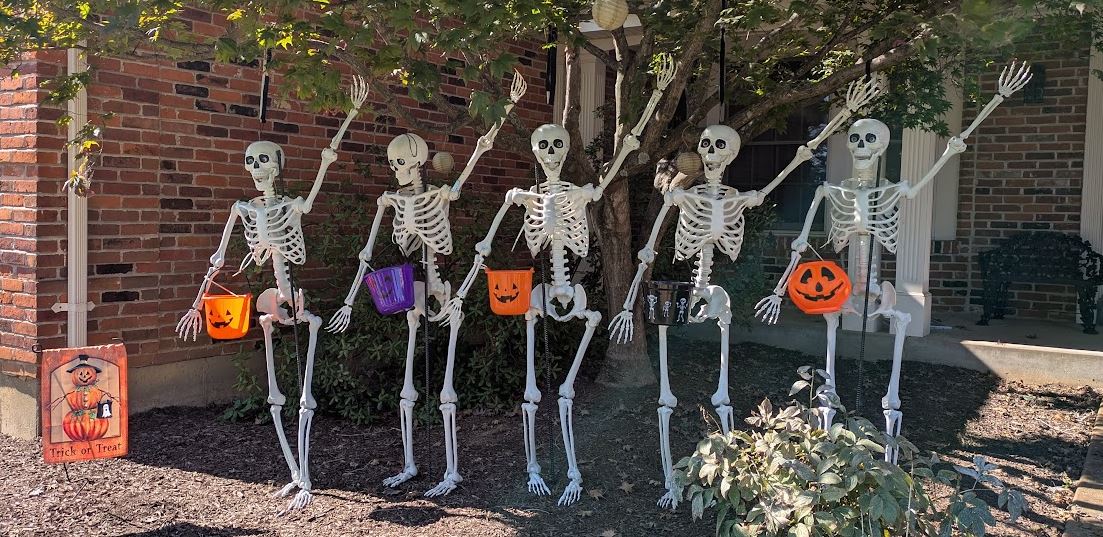 The Skellies of Burgundy Lane decorated in a Halloween theme